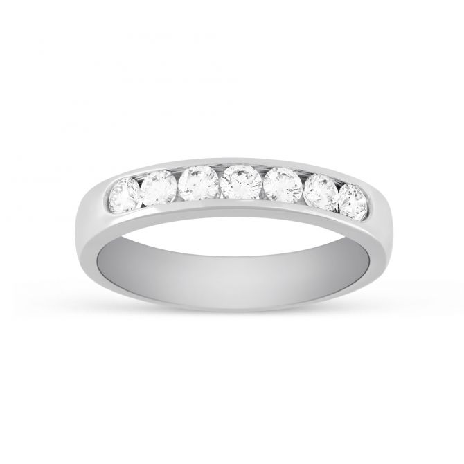 White Gold Channel Set Diamond Wedding Band, 0.50cttw