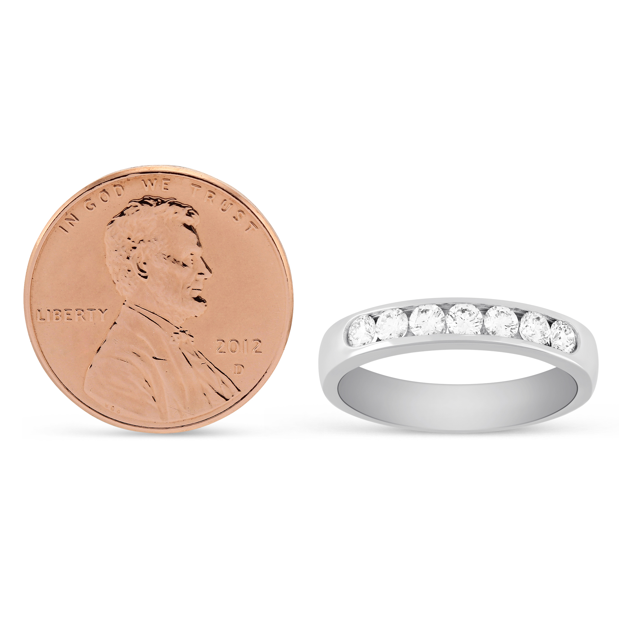 White Gold Channel Set Diamond Wedding Band, 0.50cttw