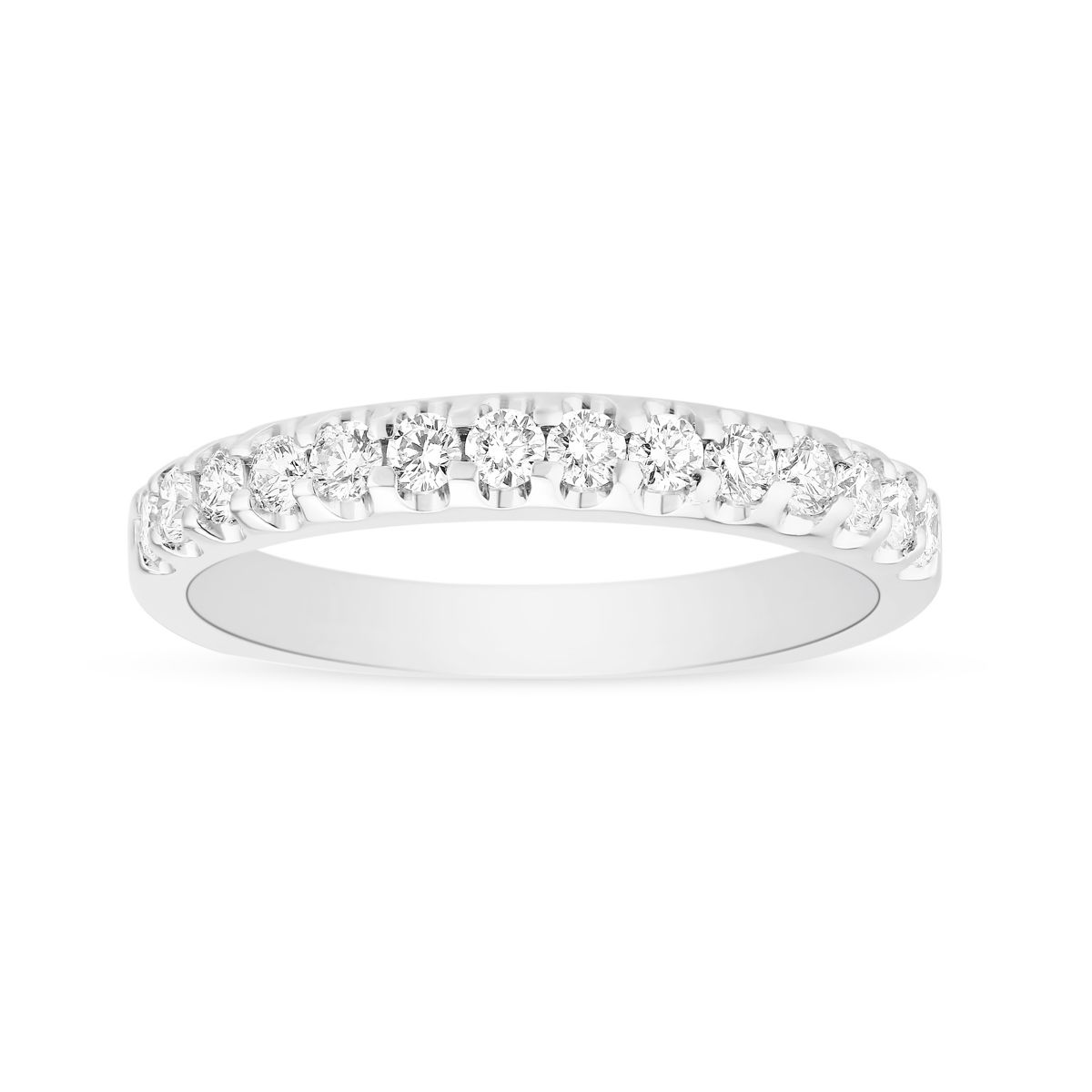 14K White Gold Round Diamond Wedding Band