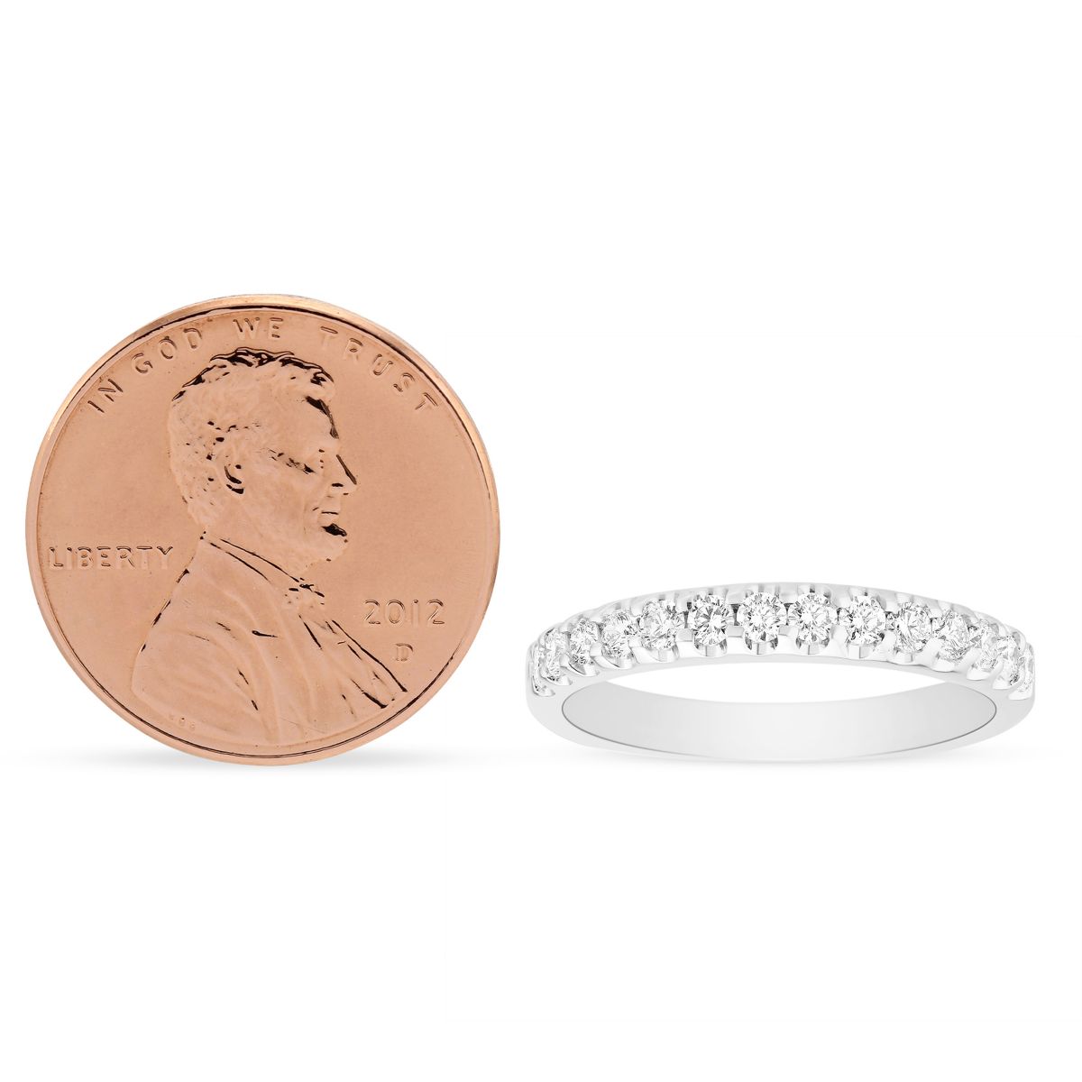 14K White Gold Round Diamond Wedding Band