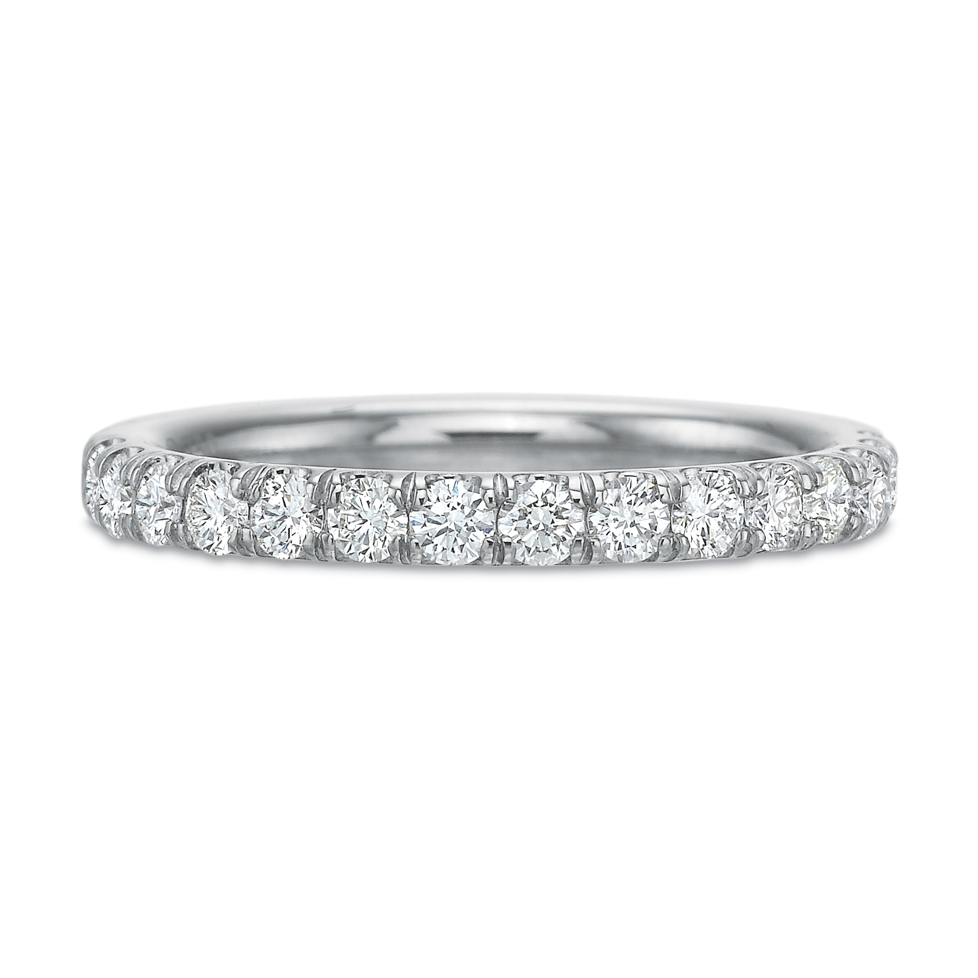 18K White Gold Shared Prong Diamond Wedding Band