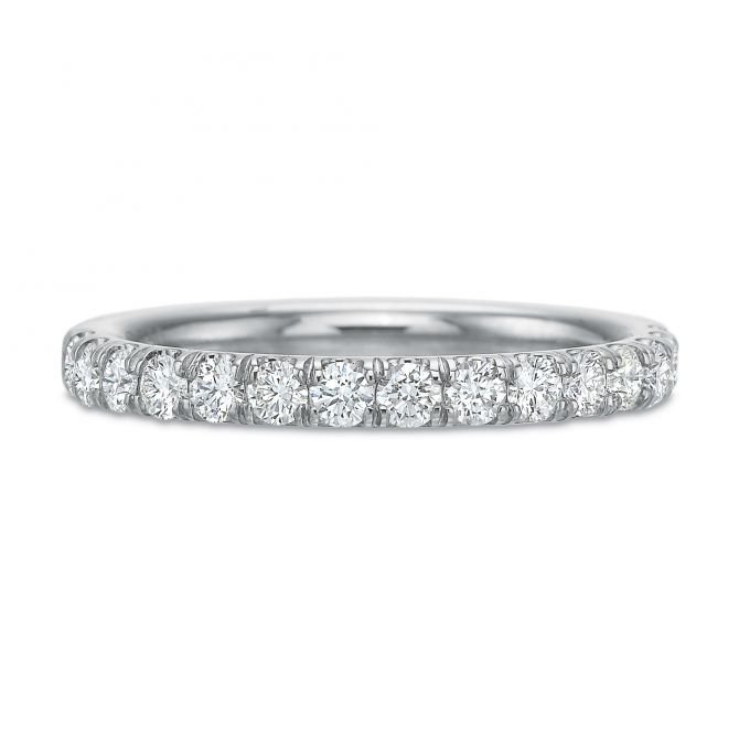18K White Gold Shared Prong Diamond Wedding Band