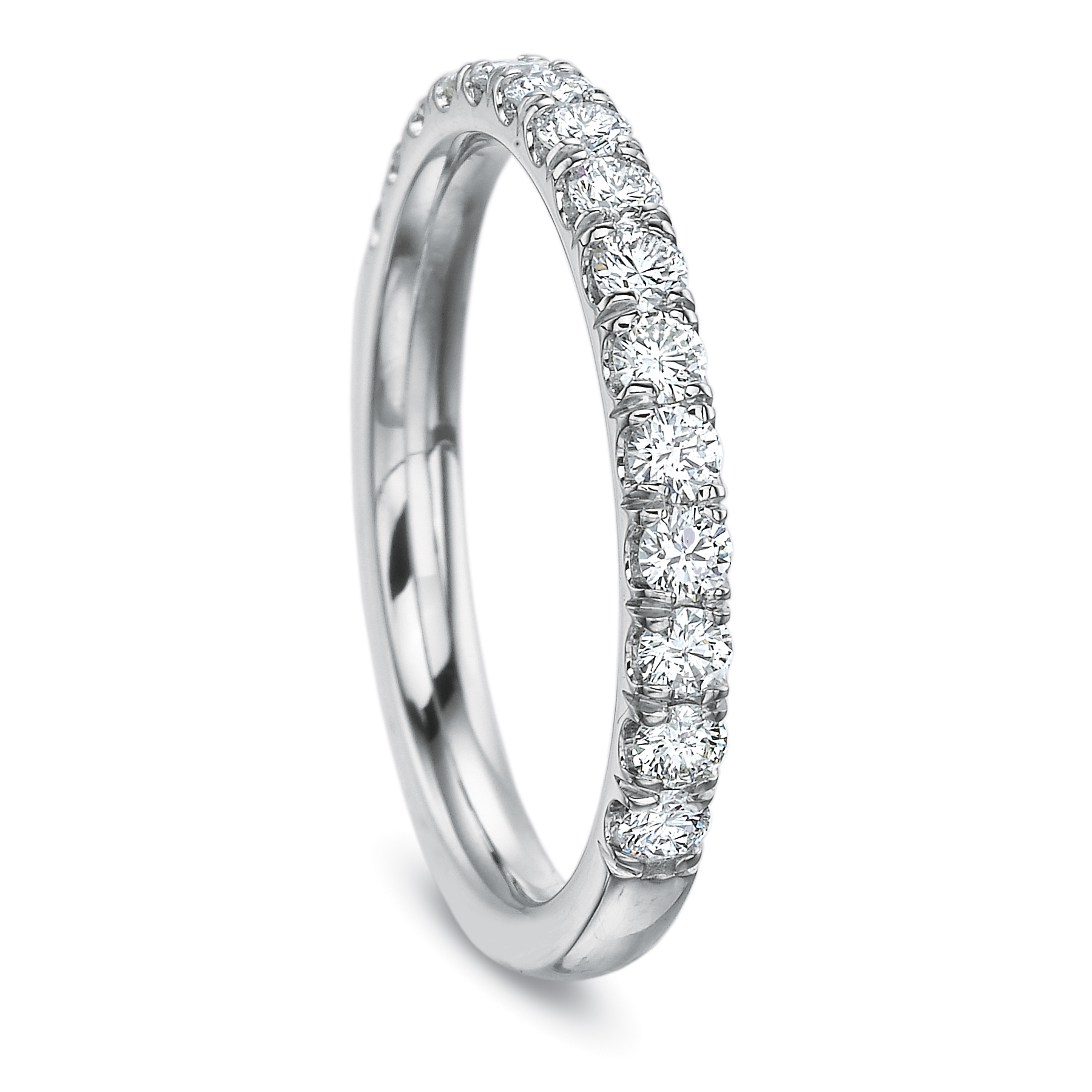 18K White Gold Shared Prong Diamond Wedding Band