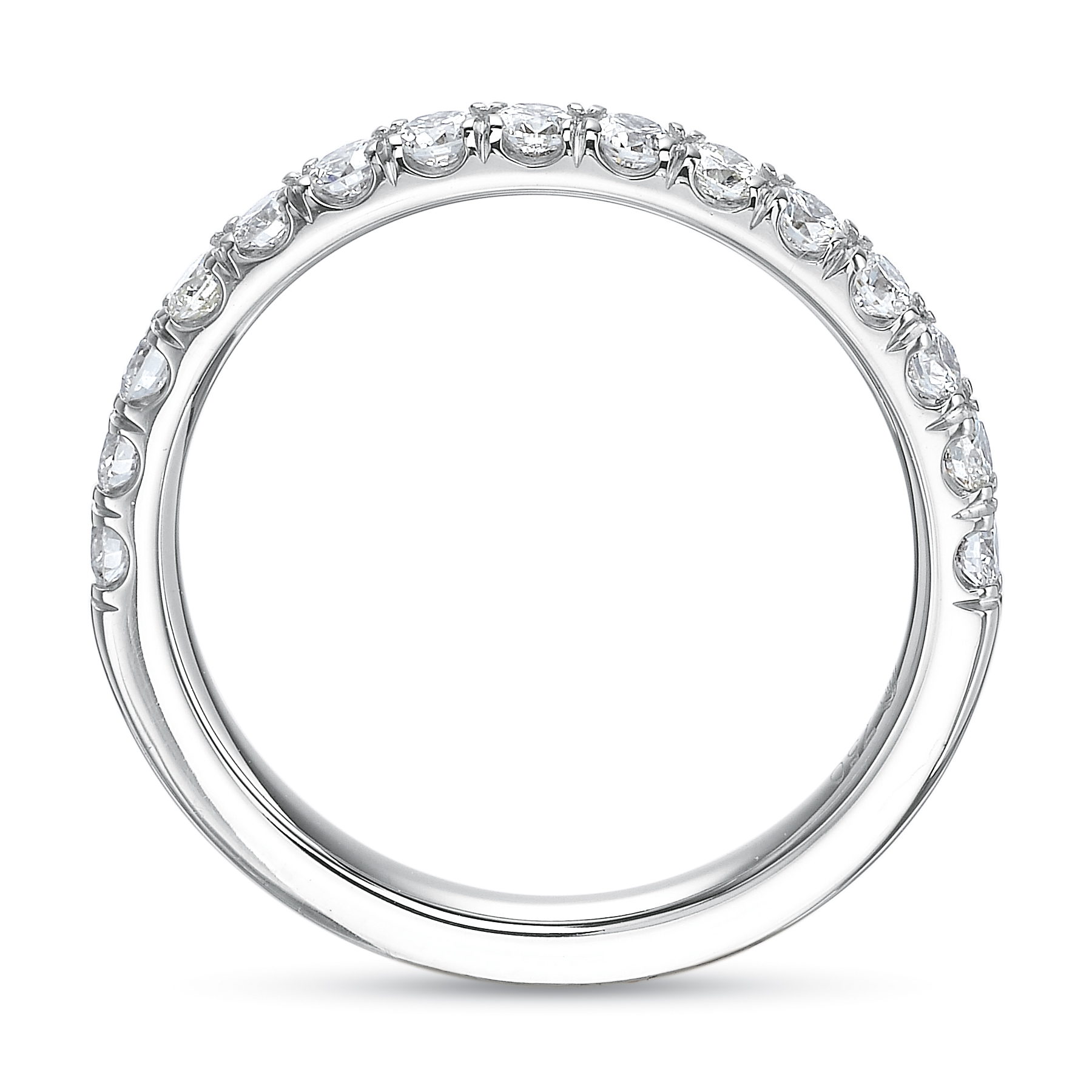 18K White Gold Shared Prong Diamond Wedding Band