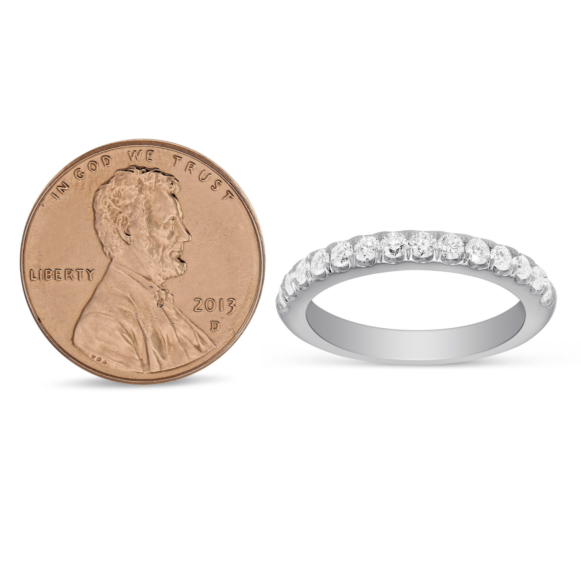 14K White Gold Diamond Wedding Band, 0.51cttw