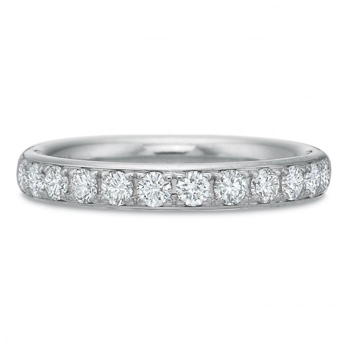 18K White Gold Flush Fit Diamond Wedding Band, 0.48cttw