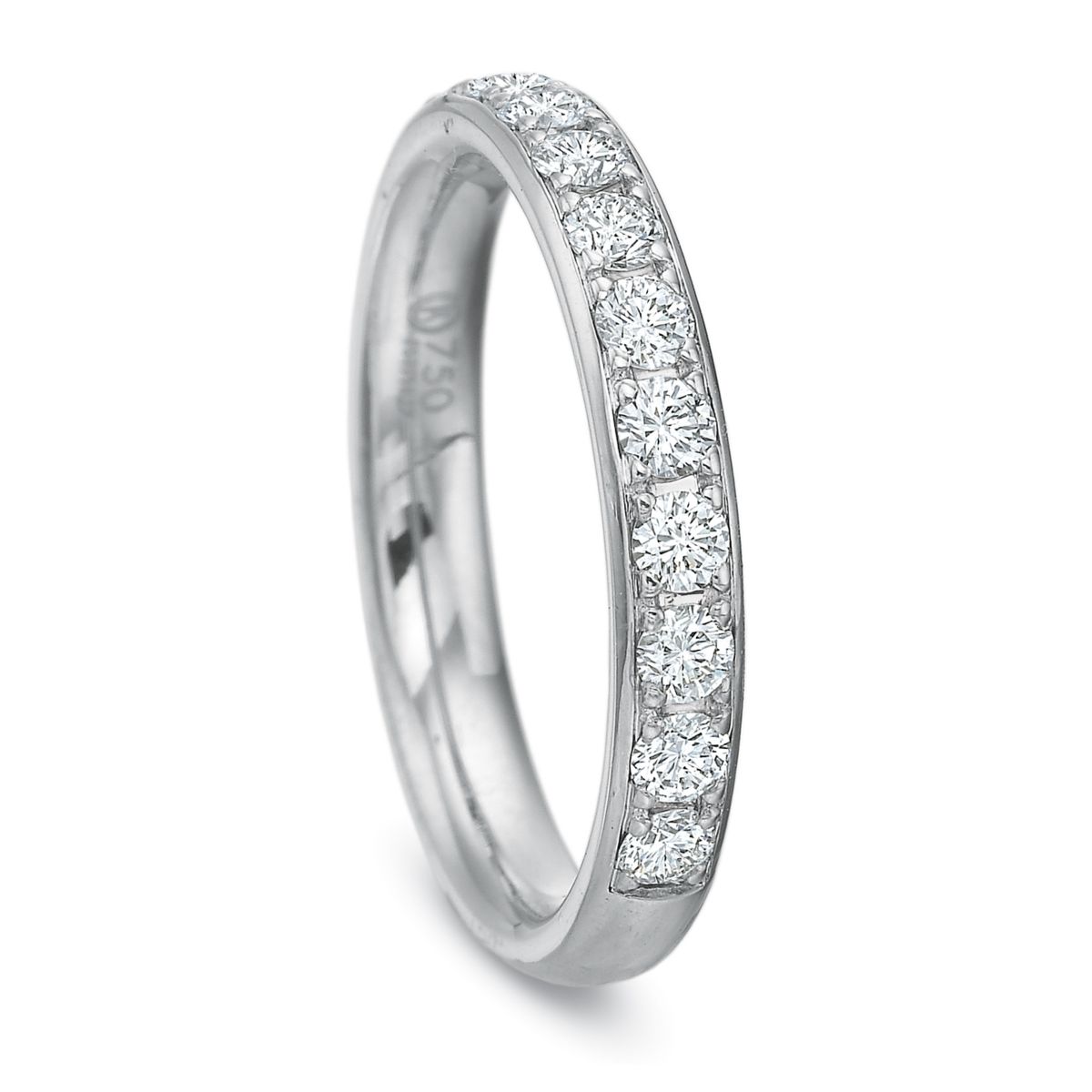 18K White Gold Flush Fit Diamond Wedding Band, 0.48cttw