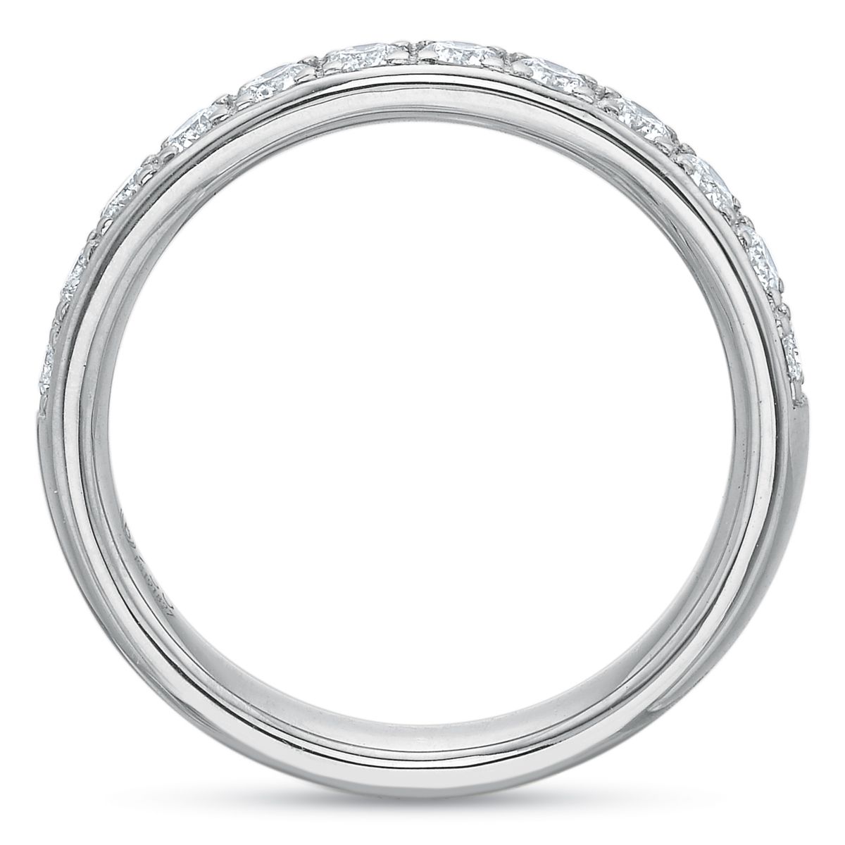 18K White Gold Flush Fit Diamond Wedding Band, 0.48cttw