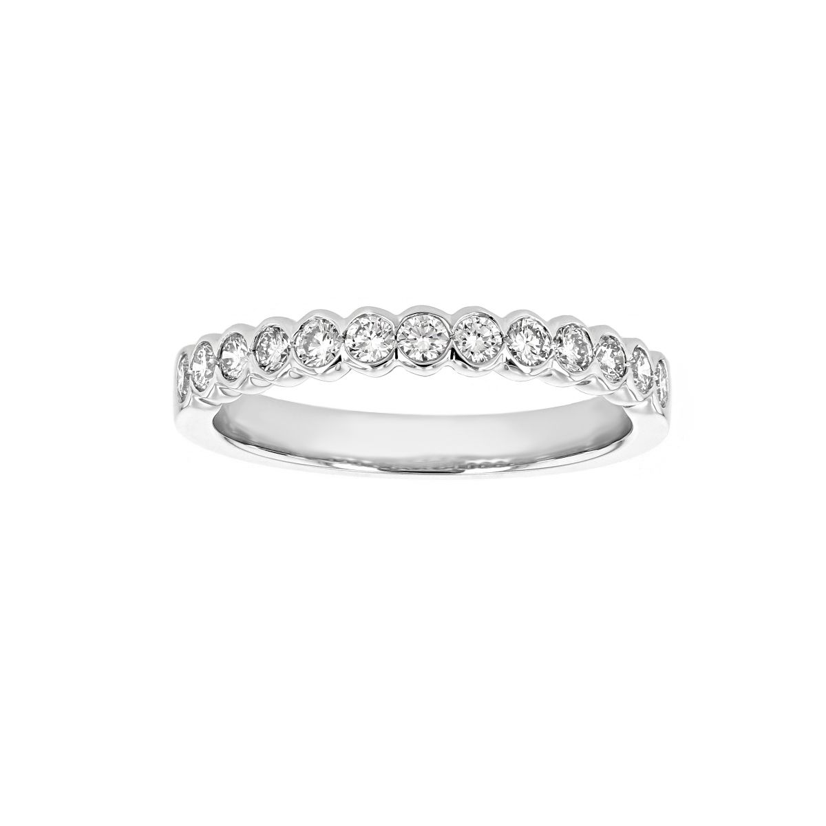 14K White Gold Diamond Bezel Set Wedding Band, 0.48cttw | Borsheims