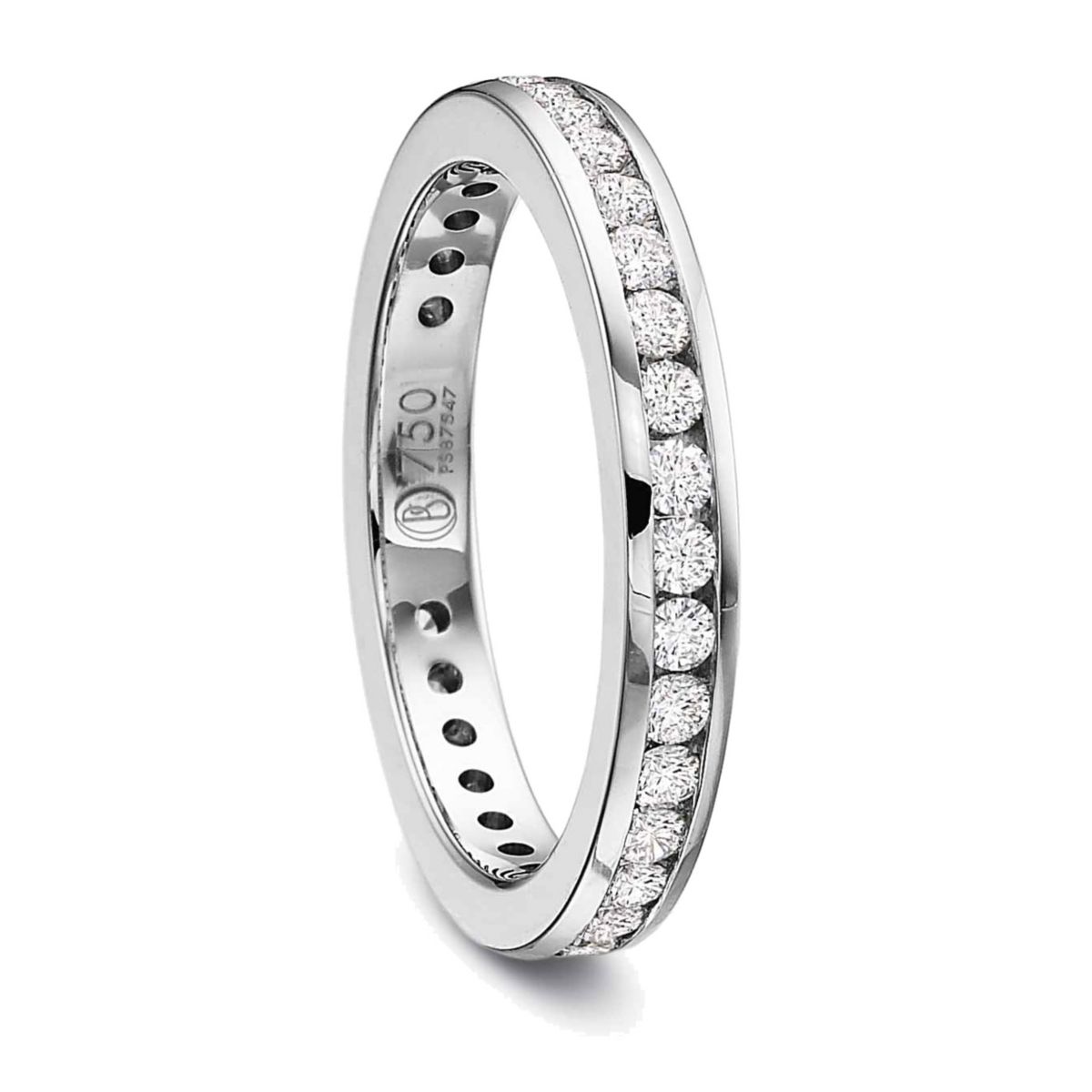 Precision Platinum Channel Set Diamond Eternity Wedding Band, 0.75cttw