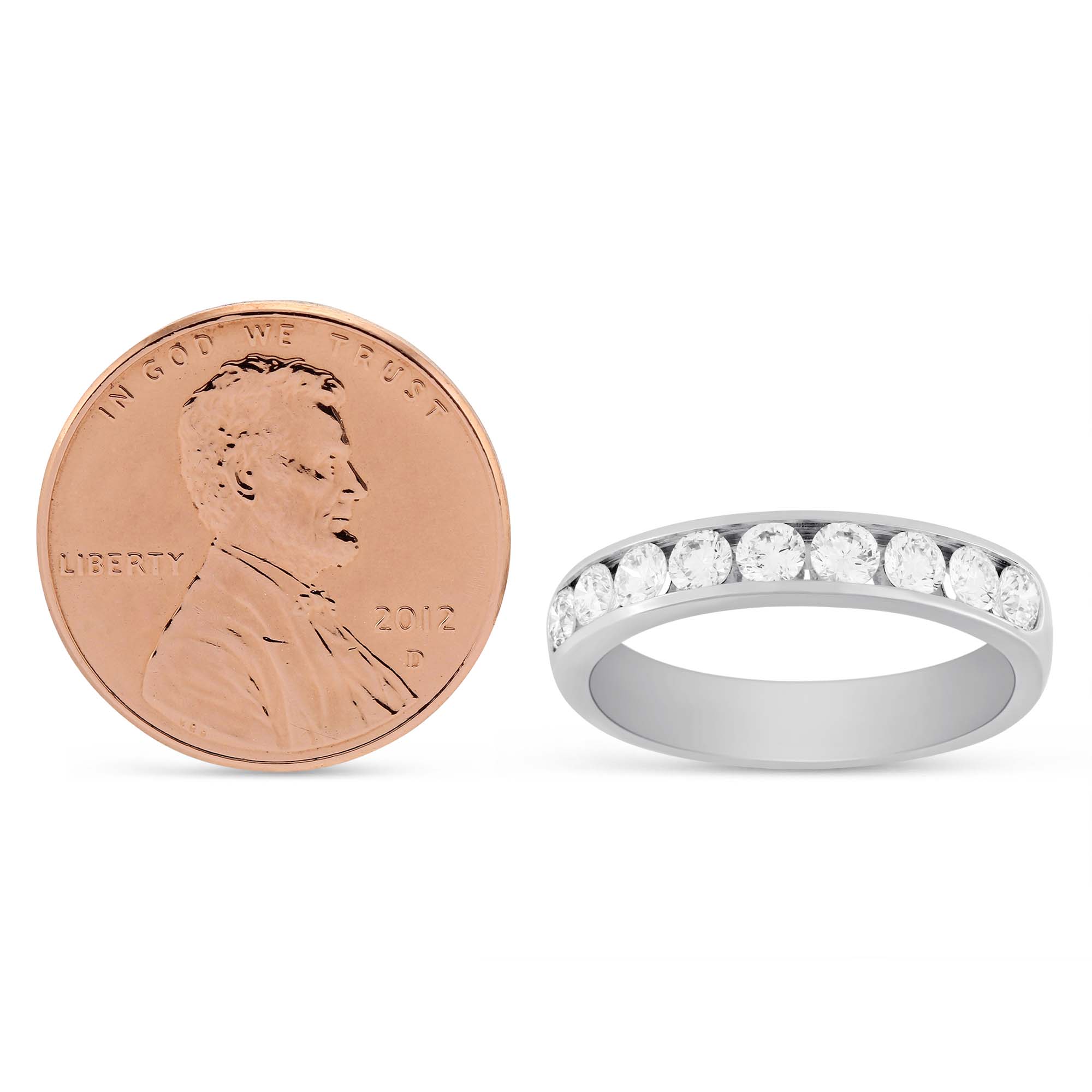 14K White Gold Channel Set Diamond Wedding Band, 0.75cttw