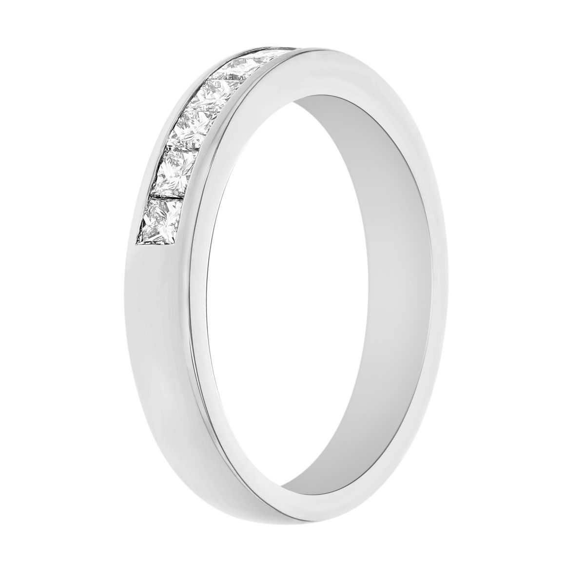 Platinum Princess Cut Channel Set Wedding Band, 0.75cttw