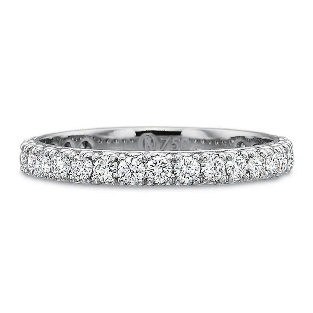 18K White Gold Petite Prong Set Diamond Eternity Band, 0.75cttw