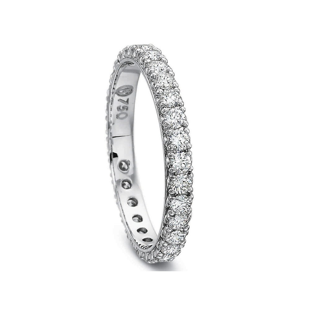 18K White Gold Petite Prong Set Diamond Eternity Band, 0.75cttw