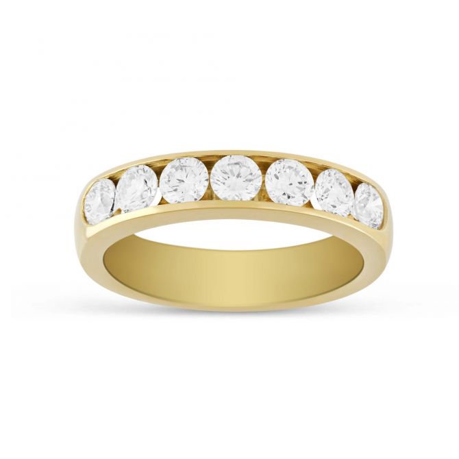 14K Yellow Gold Channel Set Diamond Wedding Band, 1.00cttw