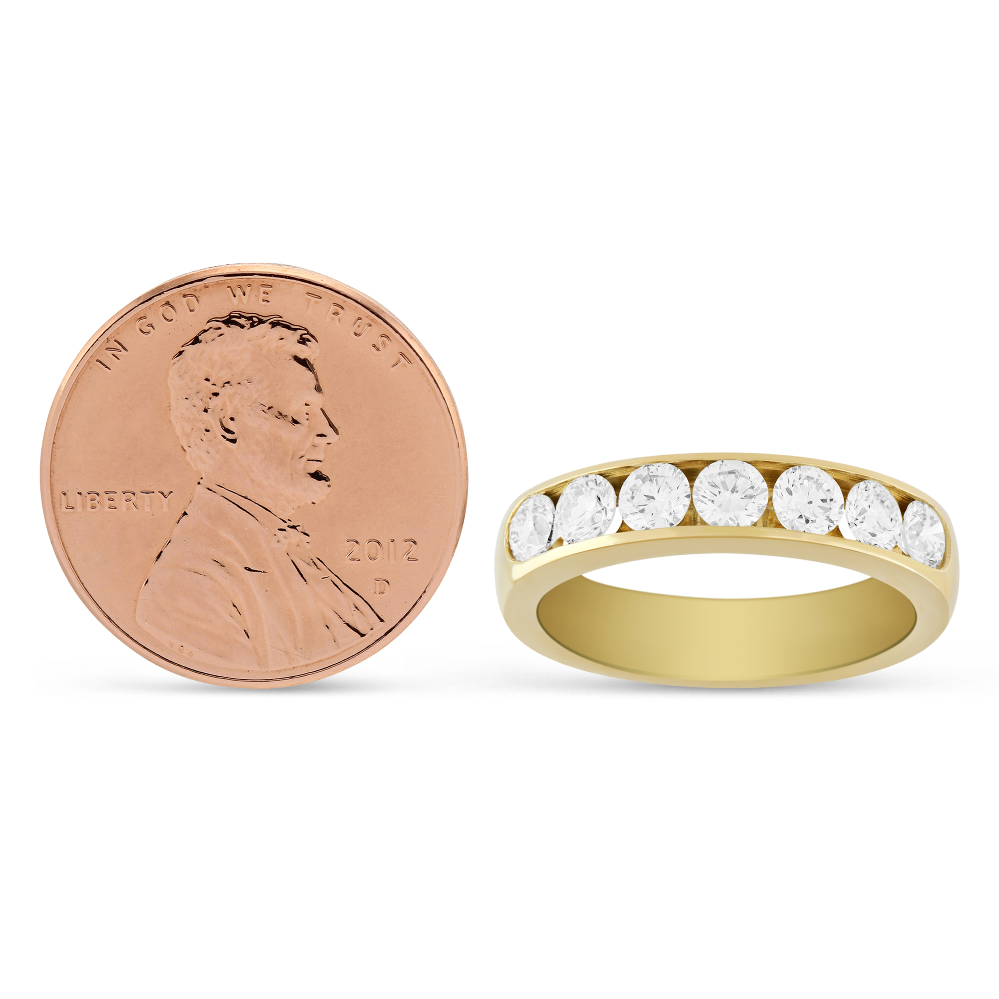 14K Yellow Gold Channel Set Diamond Wedding Band, 1.00cttw