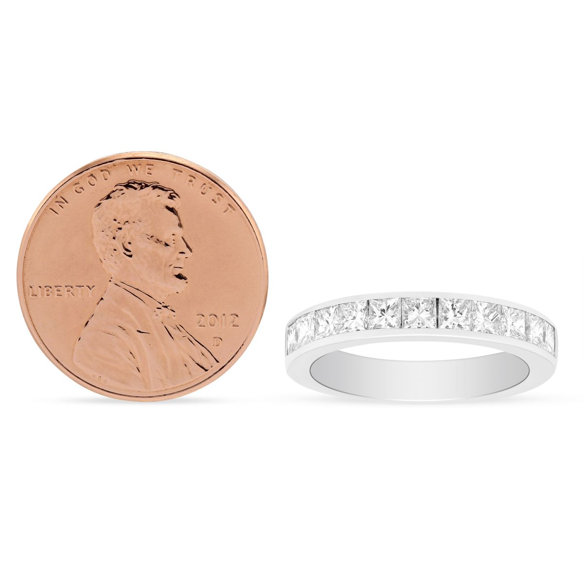 Platinum Channel Set Princess Cut Diamond Wedding Band, 1.00cttw