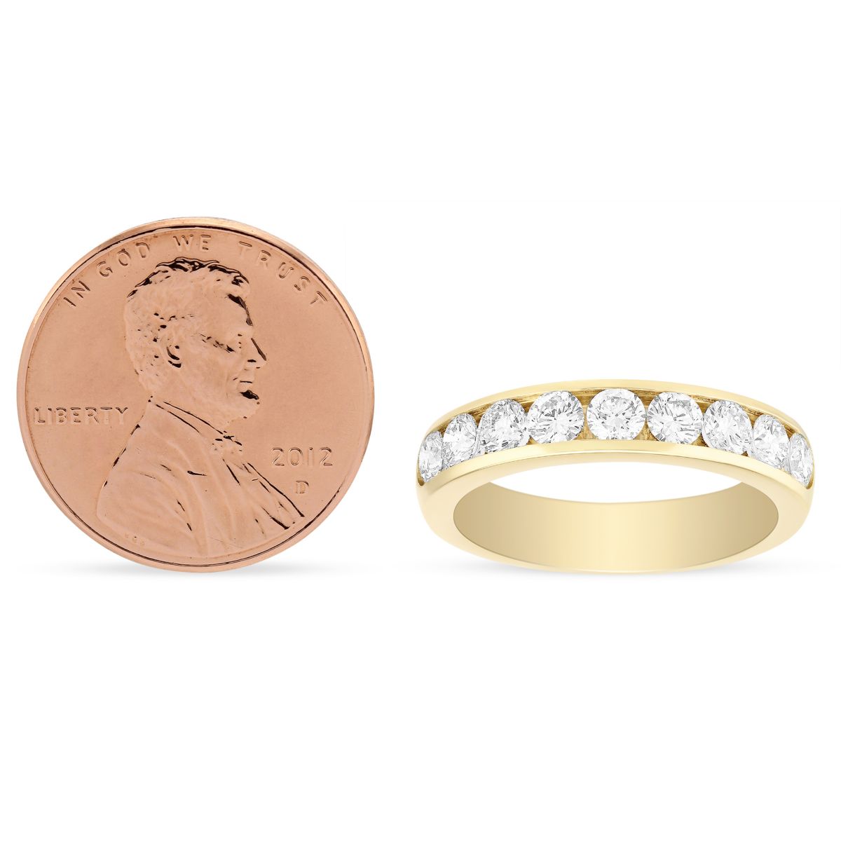 14K Yellow Gold Channel Set Diamond Wedding Band, 1.00cttw