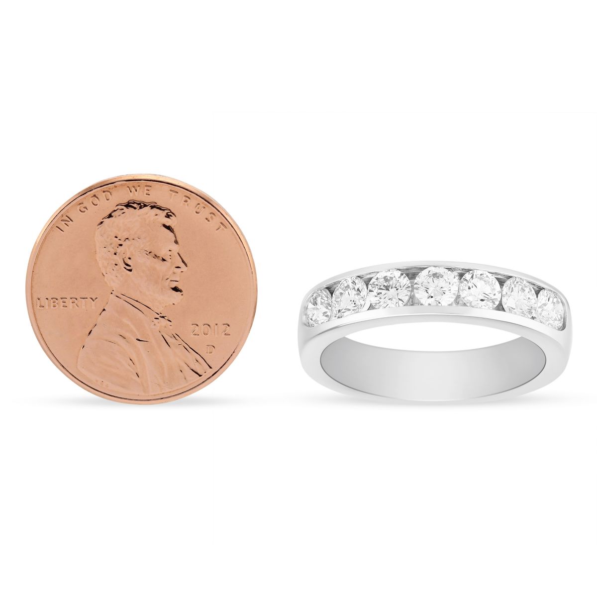 14K White Gold Channel Set Diamond Wedding Band, 1.00cttw