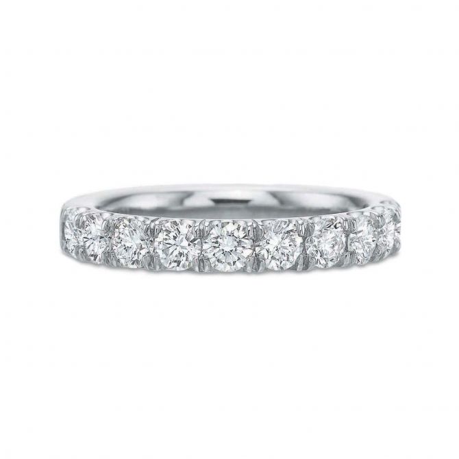 18K White Gold Diamond Comfort Fit Wedding Band, 1.02cttw