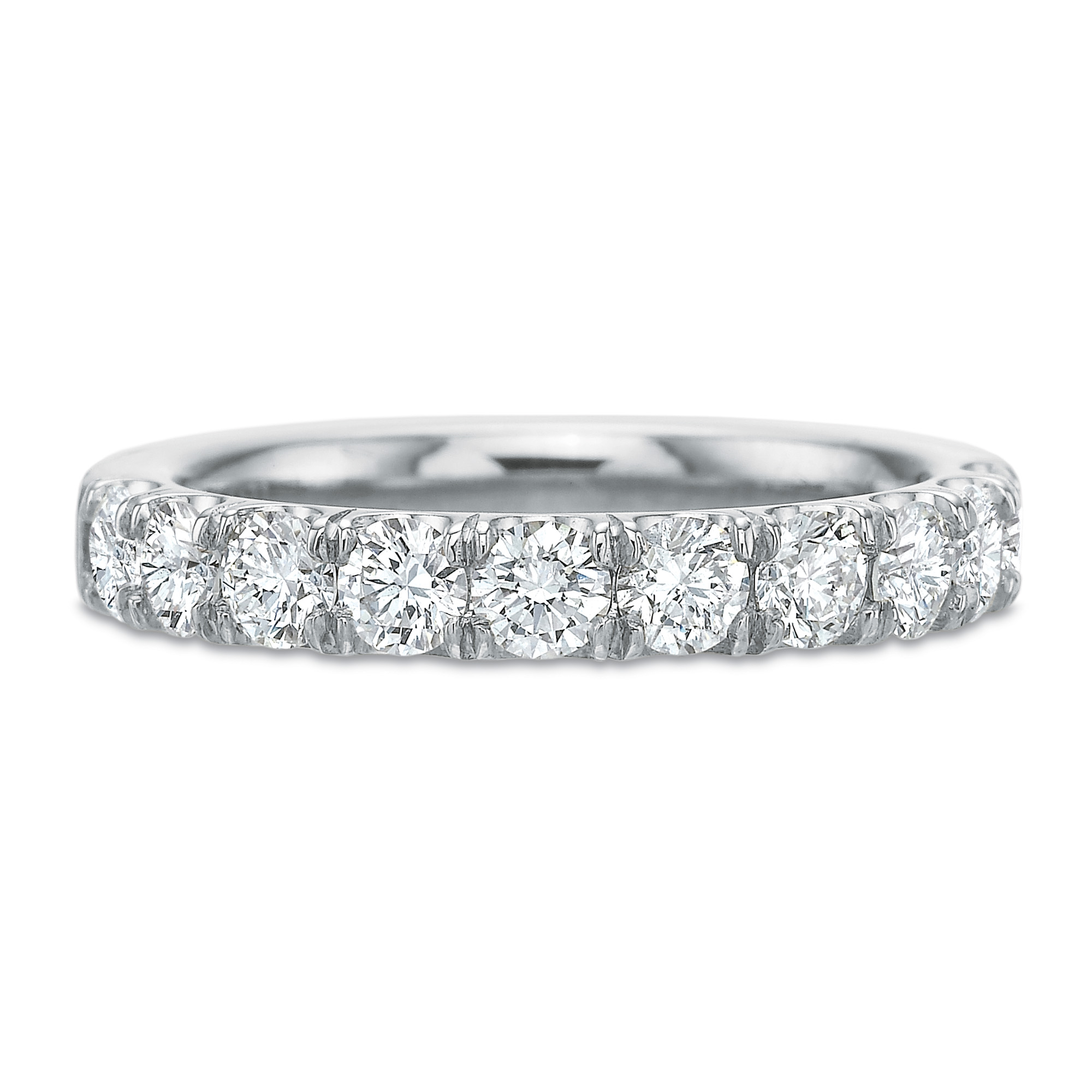 18K White Gold Prong Set Diamond Wedding Band