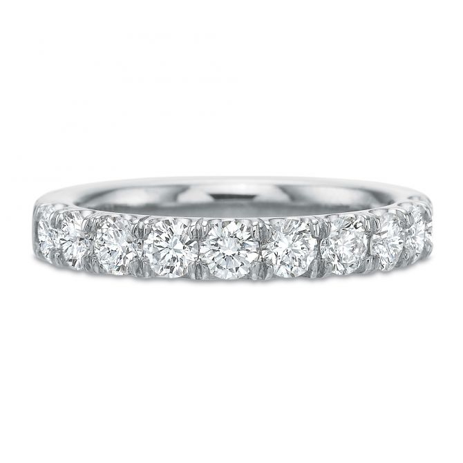 18K White Gold Prong Set Diamond Wedding Band