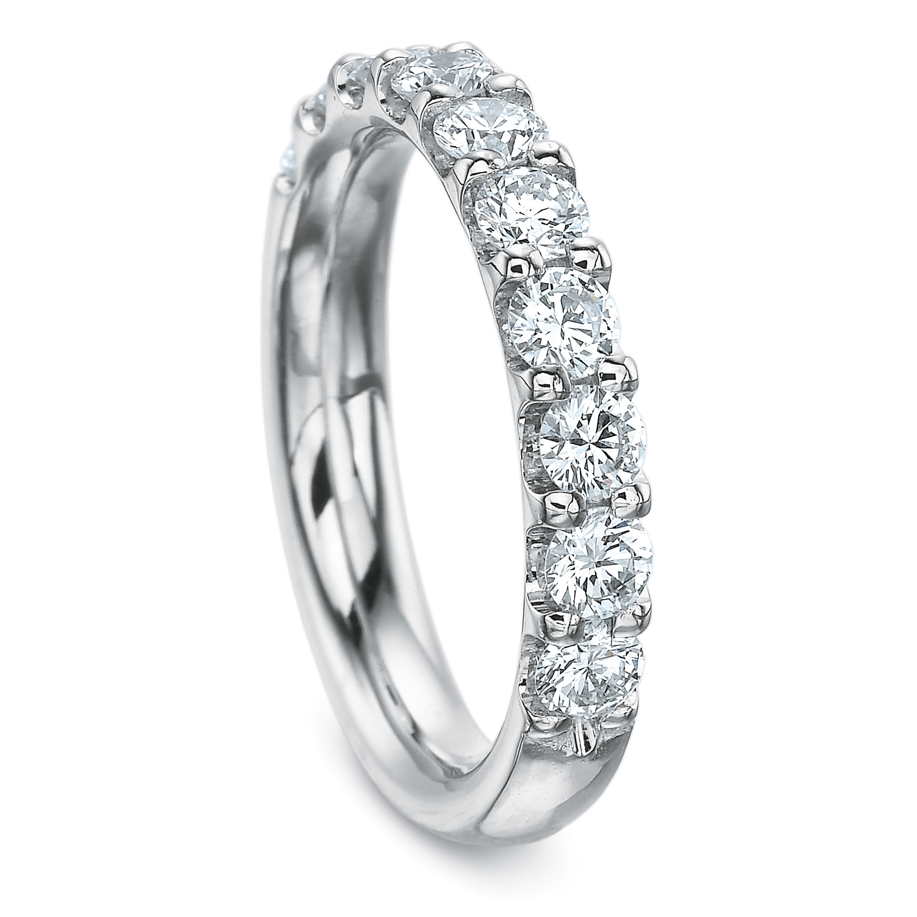 18K White Gold Prong Set Diamond Wedding Band
