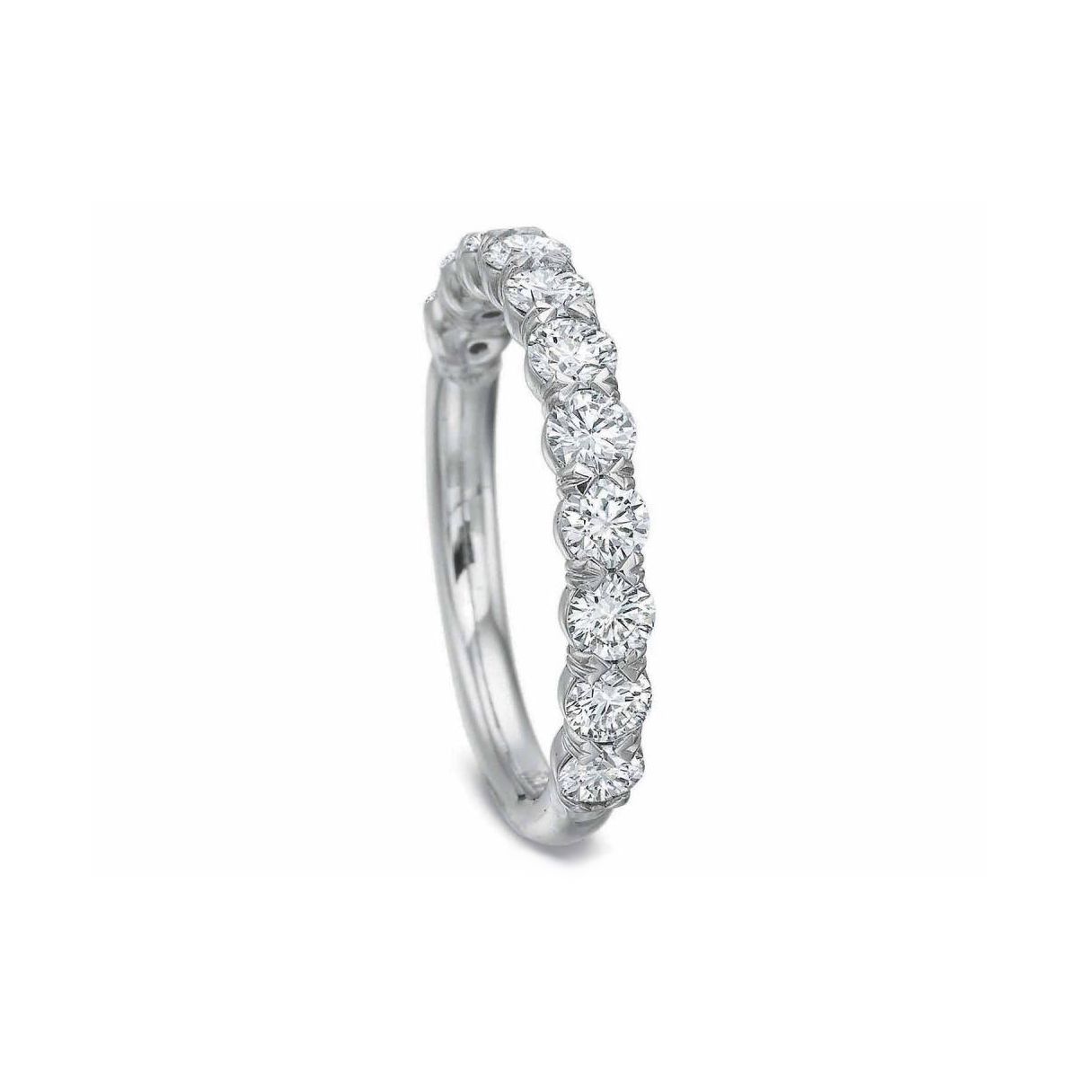 18K White Gold Diamond Flush Fit Prong Set Wedding Band, 1.00cttw