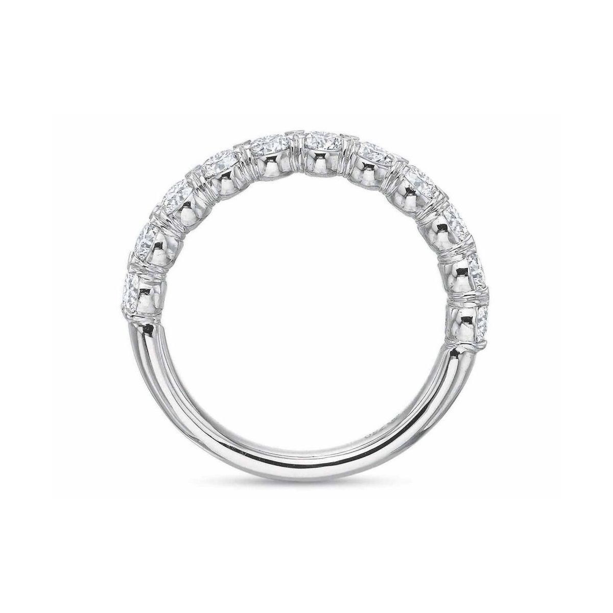 18K White Gold Diamond Flush Fit Prong Set Wedding Band, 1.00cttw