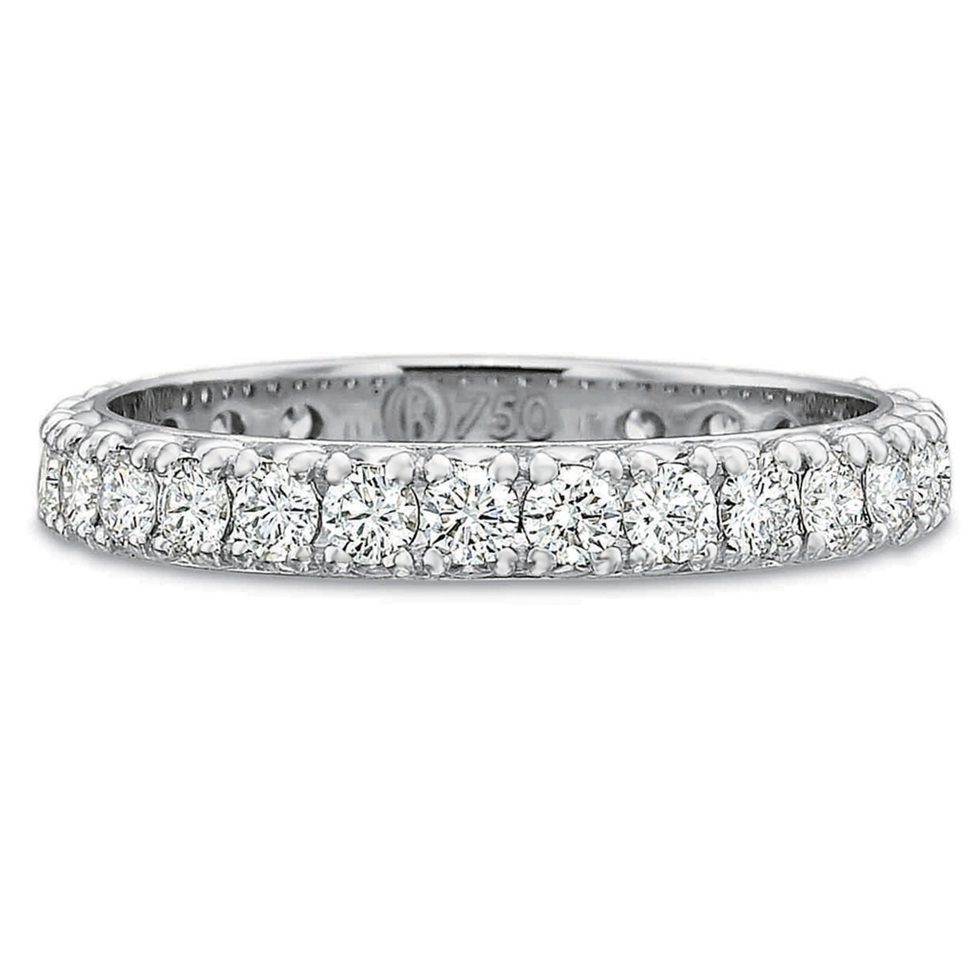 18K White Gold Prong Set Diamond Eternity Band, 1.01cttw