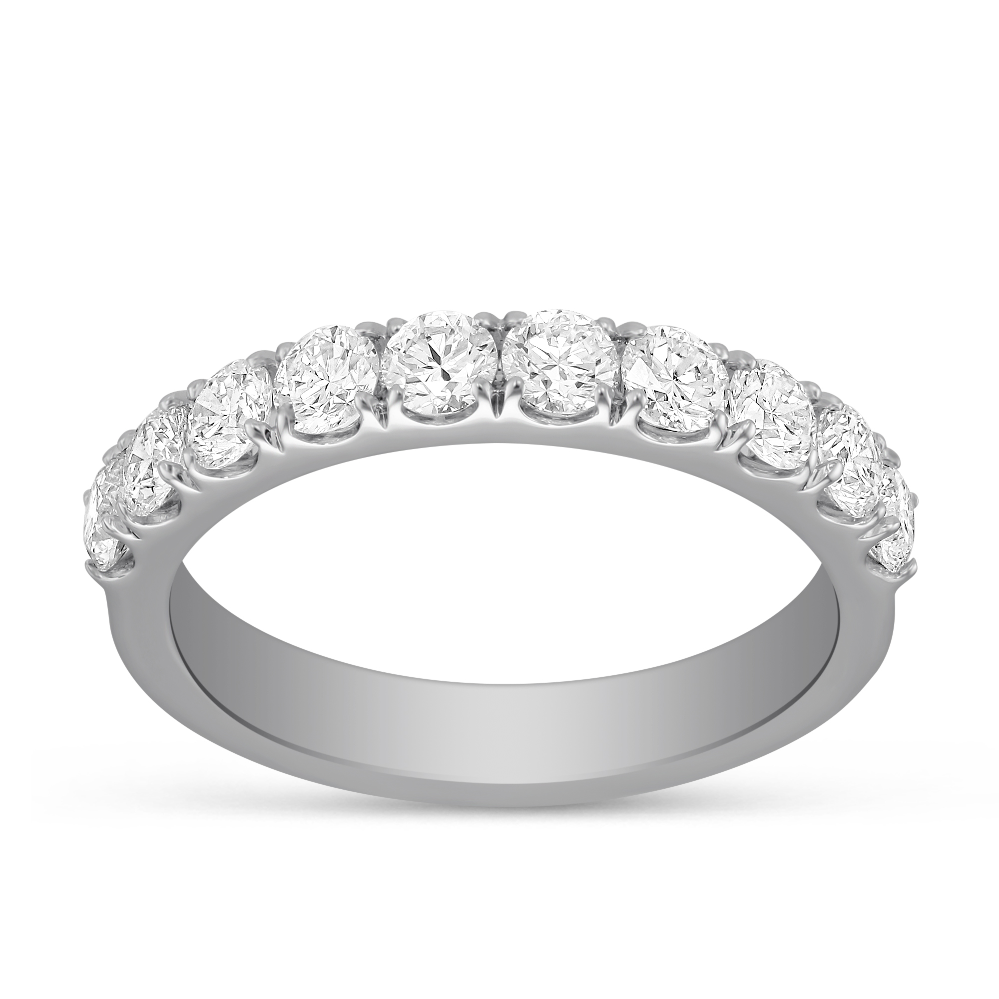 14K White Gold Round Diamond Wedding Band, 1.00cttw
