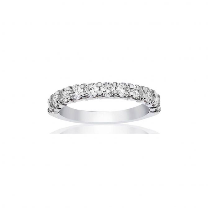Platinum Diamond Shared Prong Wedding Band, 1.00aptw
