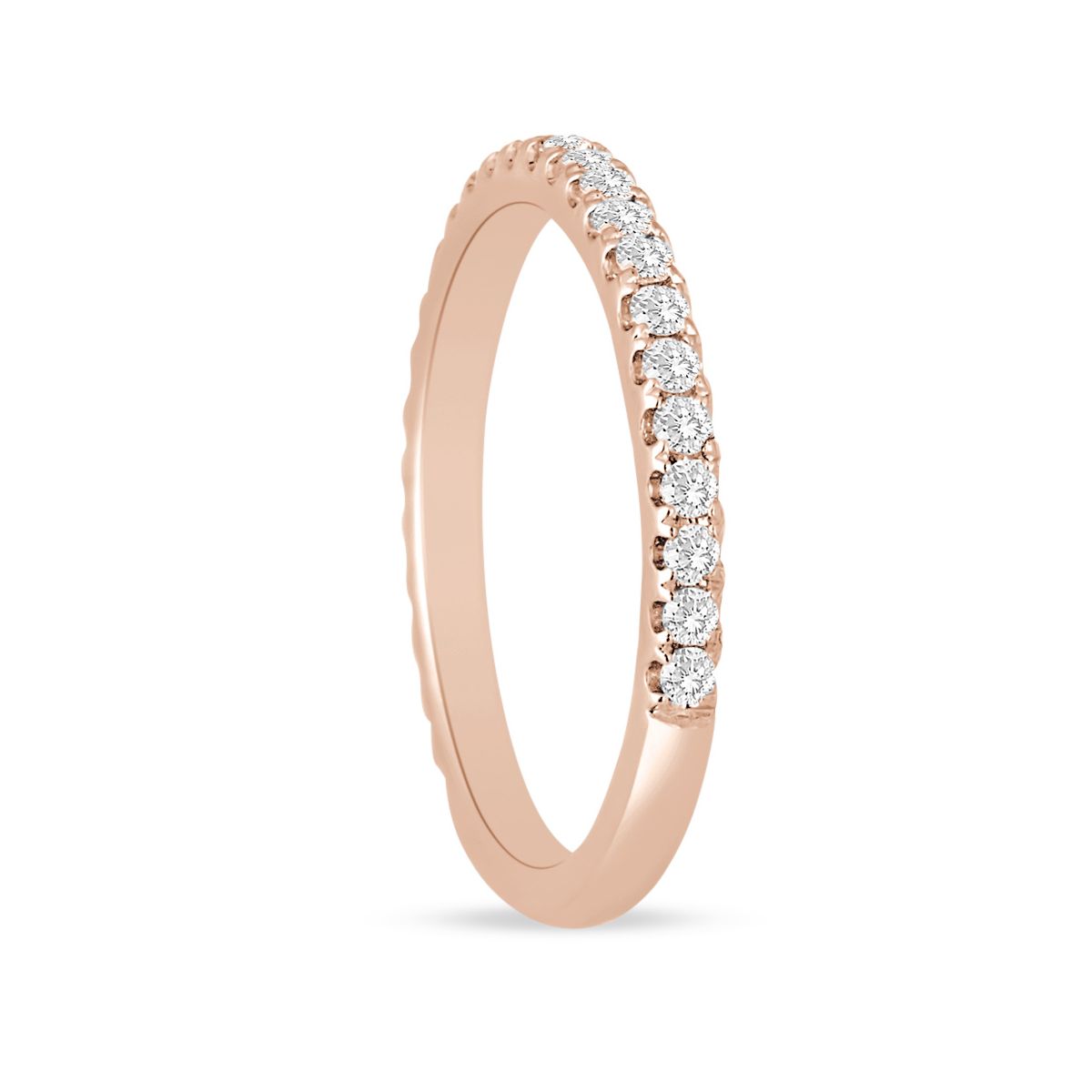 Rose Gold Diamond Fishtail Prong Set Wedding Band