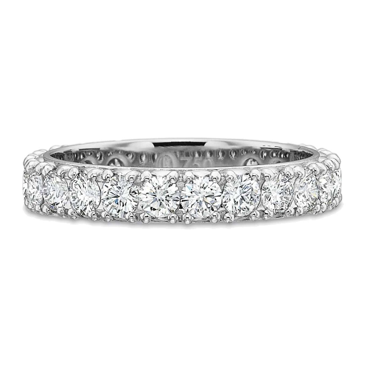18K White Gold Petite Flush Fit Diamond Eternity Band, 1.50cttw