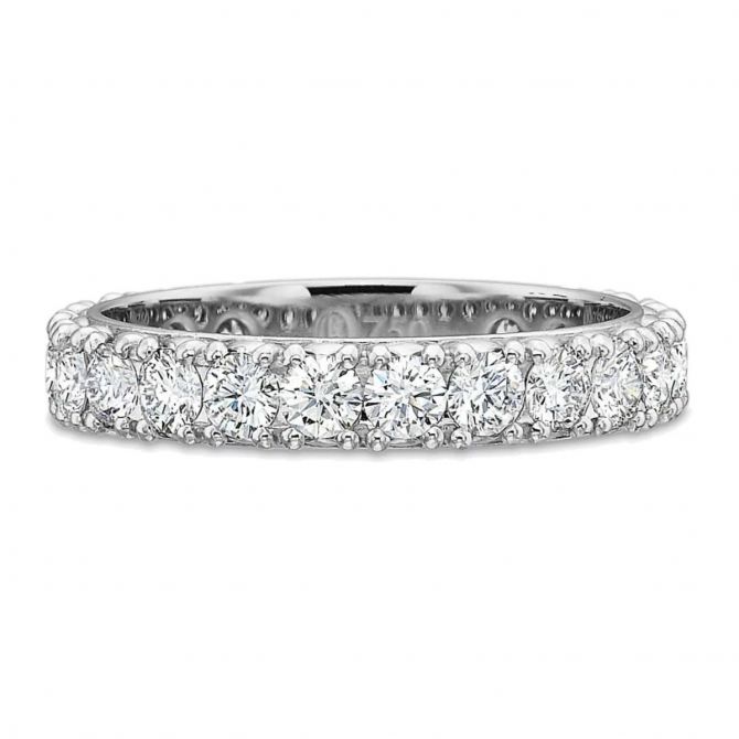 18K White Gold Petite Flush Fit Diamond Eternity Band, 1.50cttw