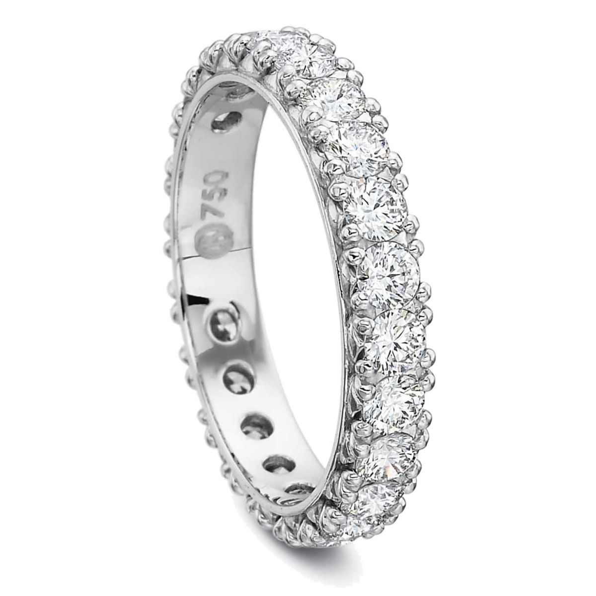 18K White Gold Petite Flush Fit Diamond Eternity Band, 1.50cttw