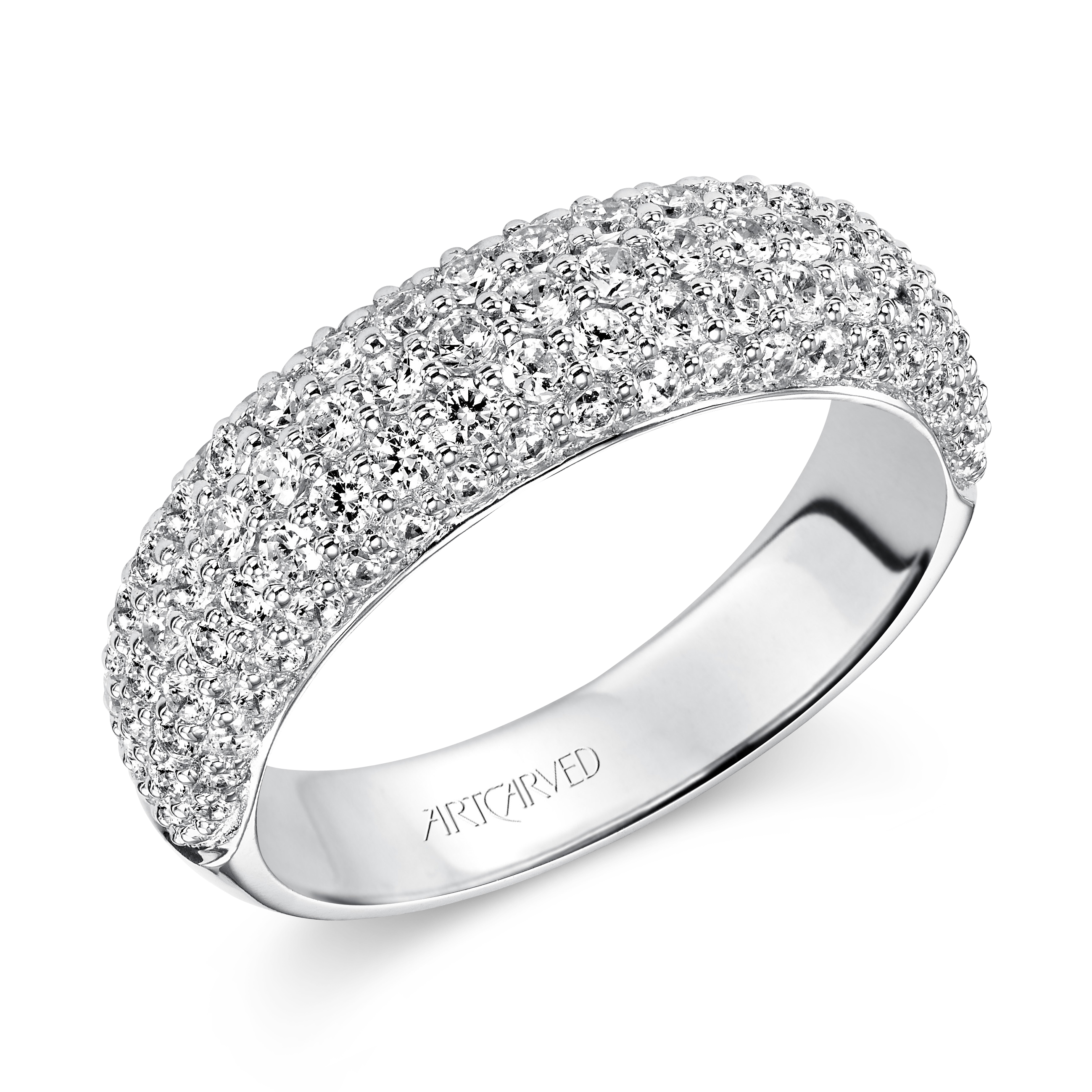 ArtCarved Five Row Diamond Band in White Gold, 1.25 cttw