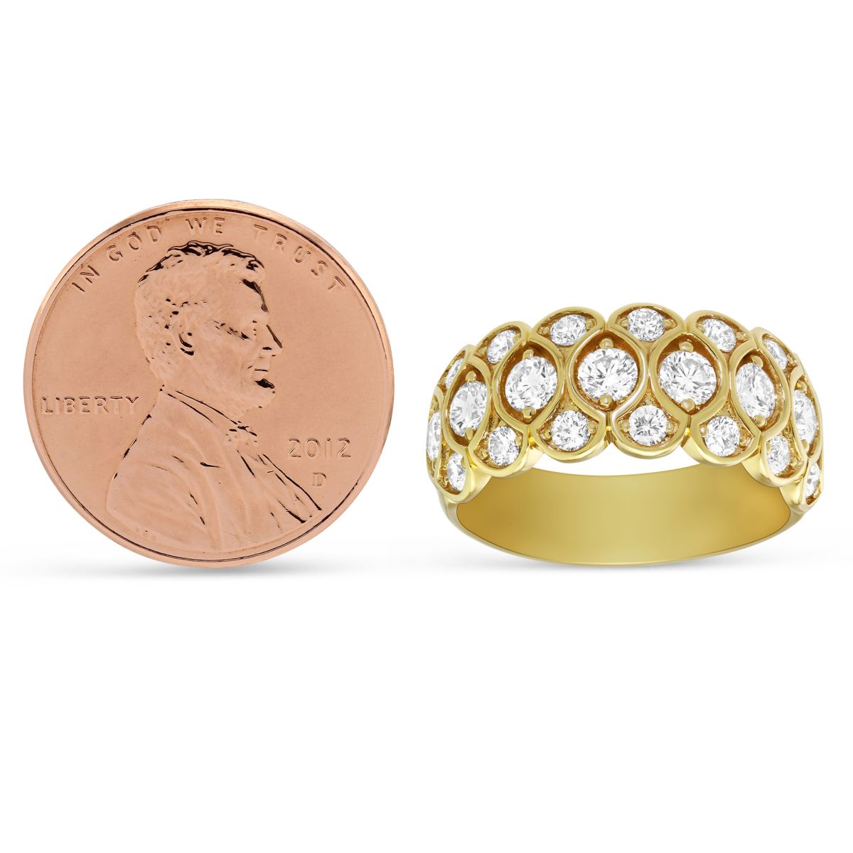 18K Yellow Gold Honeycomb Diamond Band
