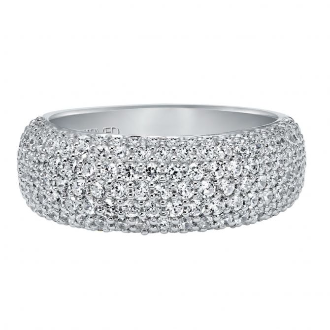 ArtCarved Seven Row Diamond Band in White Gold, 1.50 aptw