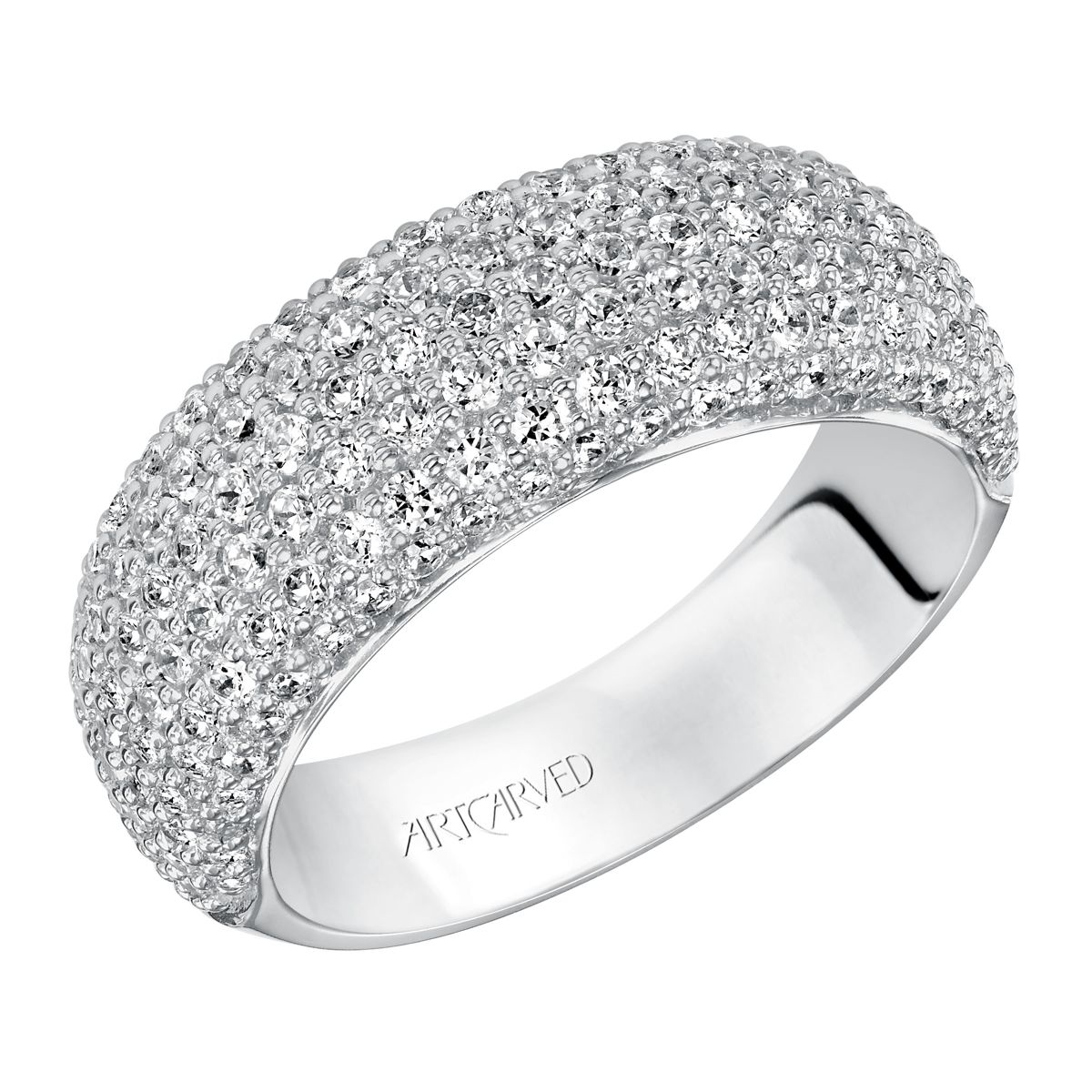 ArtCarved Seven Row Diamond Band in White Gold, 1.50 aptw