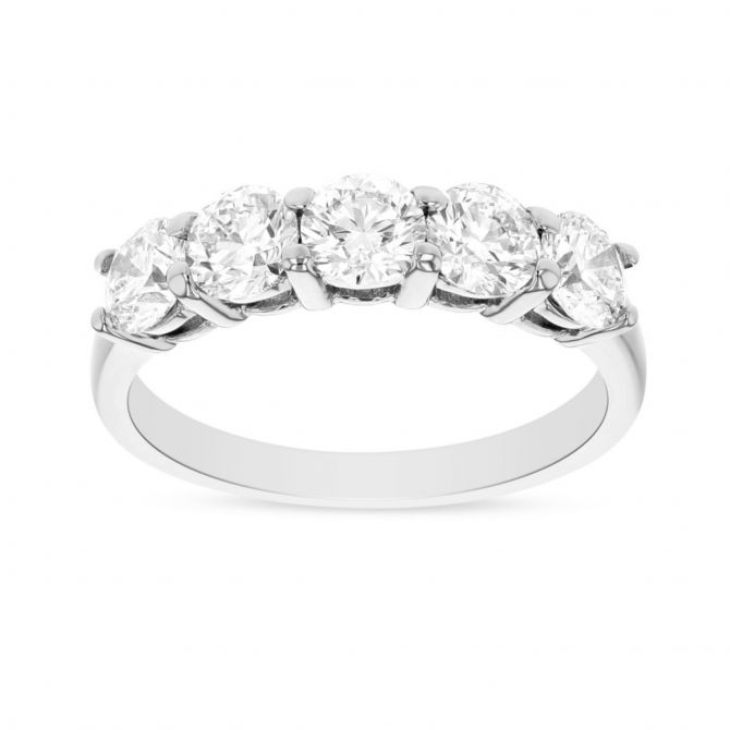 White Gold Diamond 5 Stone Wedding Band 1.50cttw Borsheims
