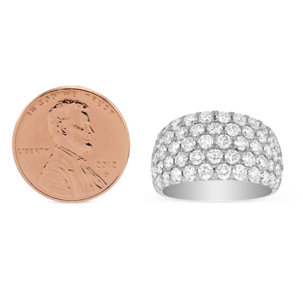 18K White Gold Diamond 5 Row Wedding Band