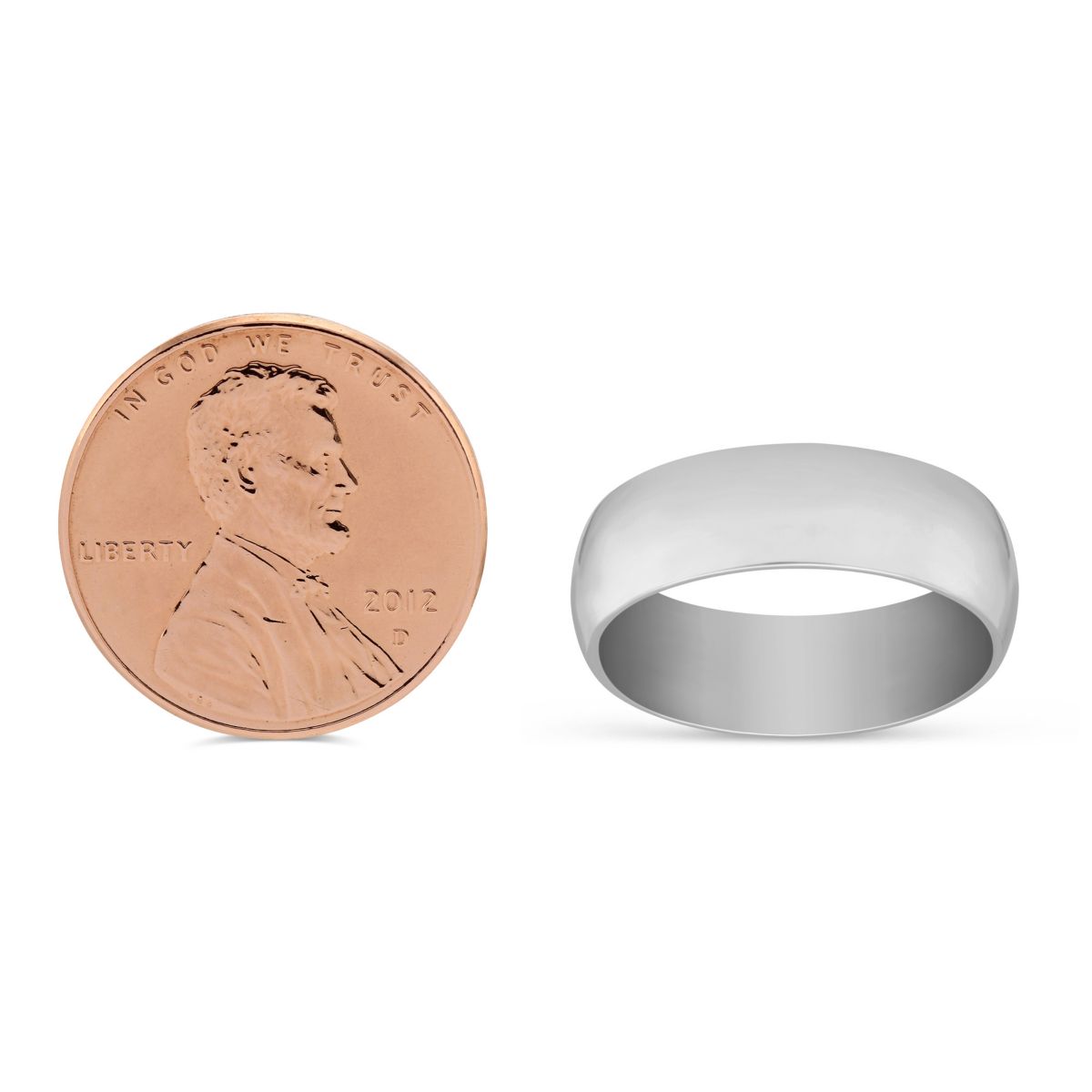 14K White Gold Low Dome Comfort Fit Wedding Band, 6mm