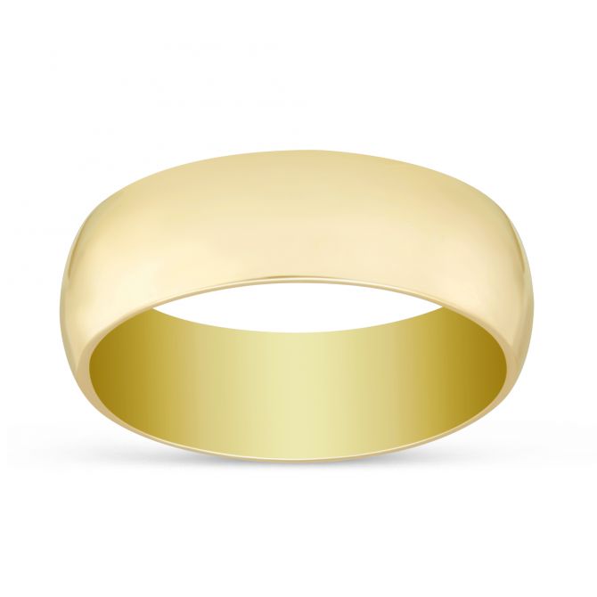 Yellow Gold Comfort Fit Low Dome Wedding Band, 6mm