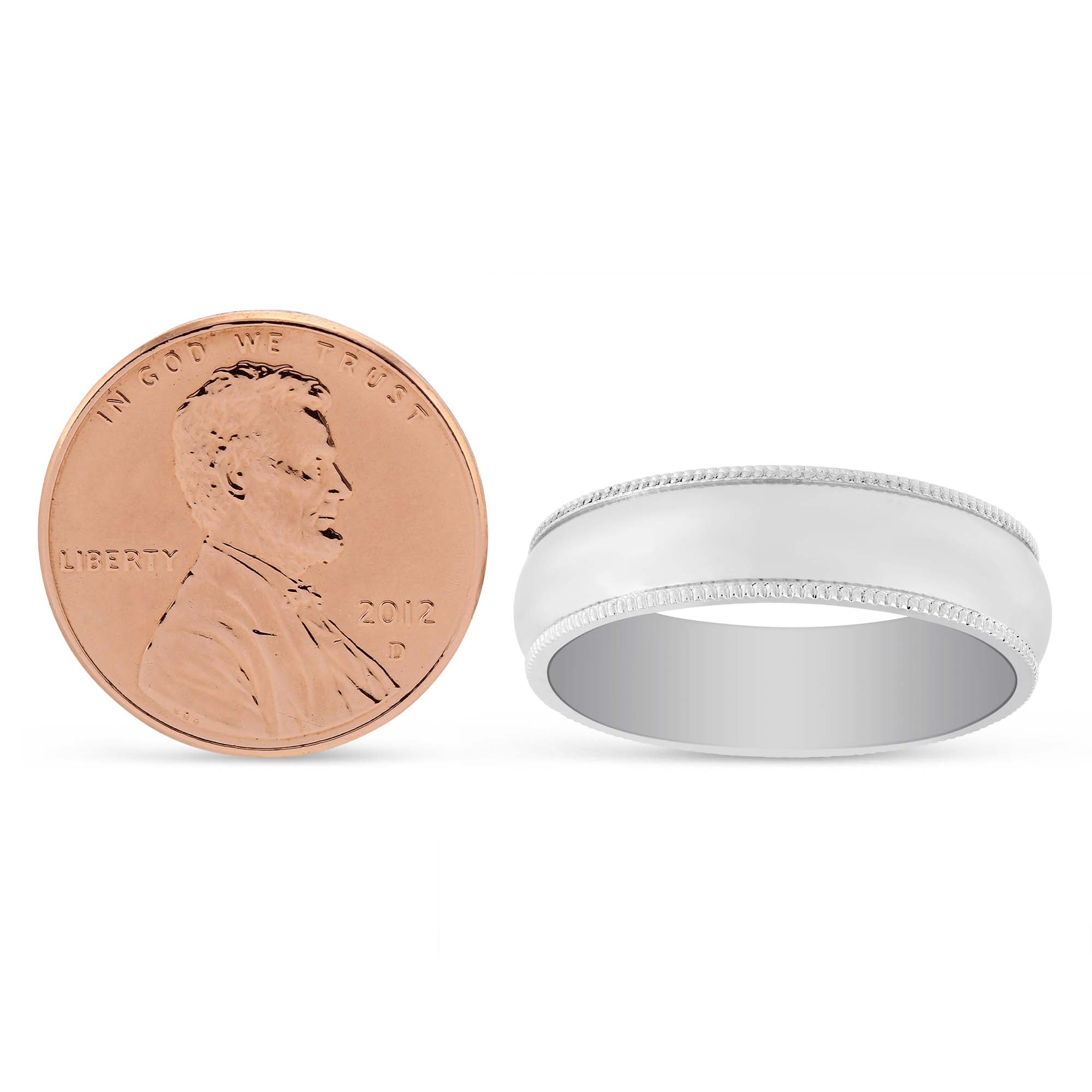 Platinum Comfort Fit Milgrain Wedding Band, 5mm