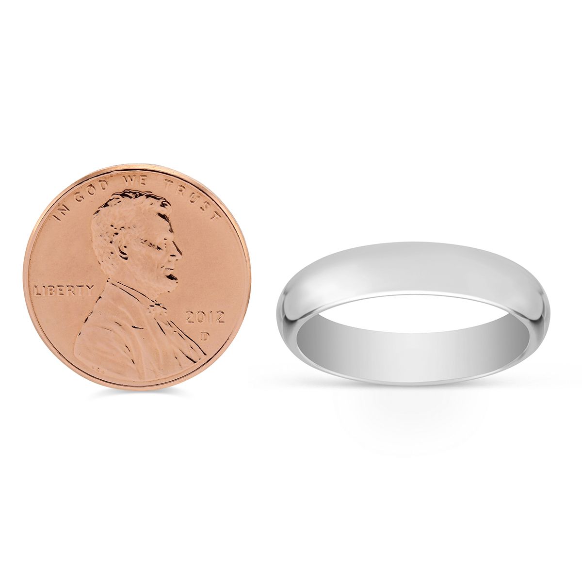 White Gold 5mm Comfort Fit Plain Wedding Band, Size 12