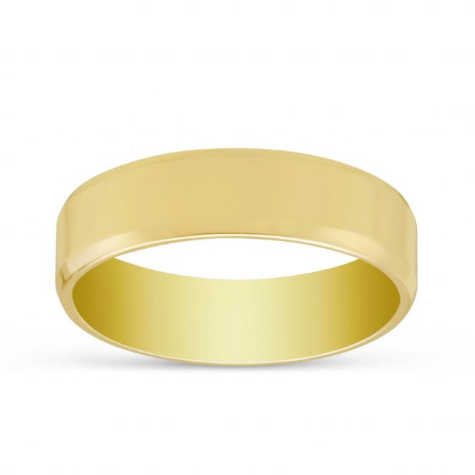 Yellow Gold Flat Comfort Fit Wedding Band, 5mm, Size 11