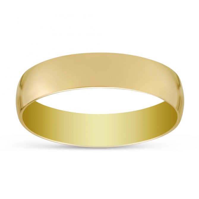 14K Yellow Gold Low Dome Comfort Fit Wedding Band, 5mm