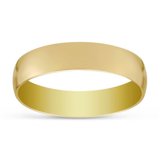 Yellow Gold Low Dome Comfort Fit 5mm Wedding Band, Size 11