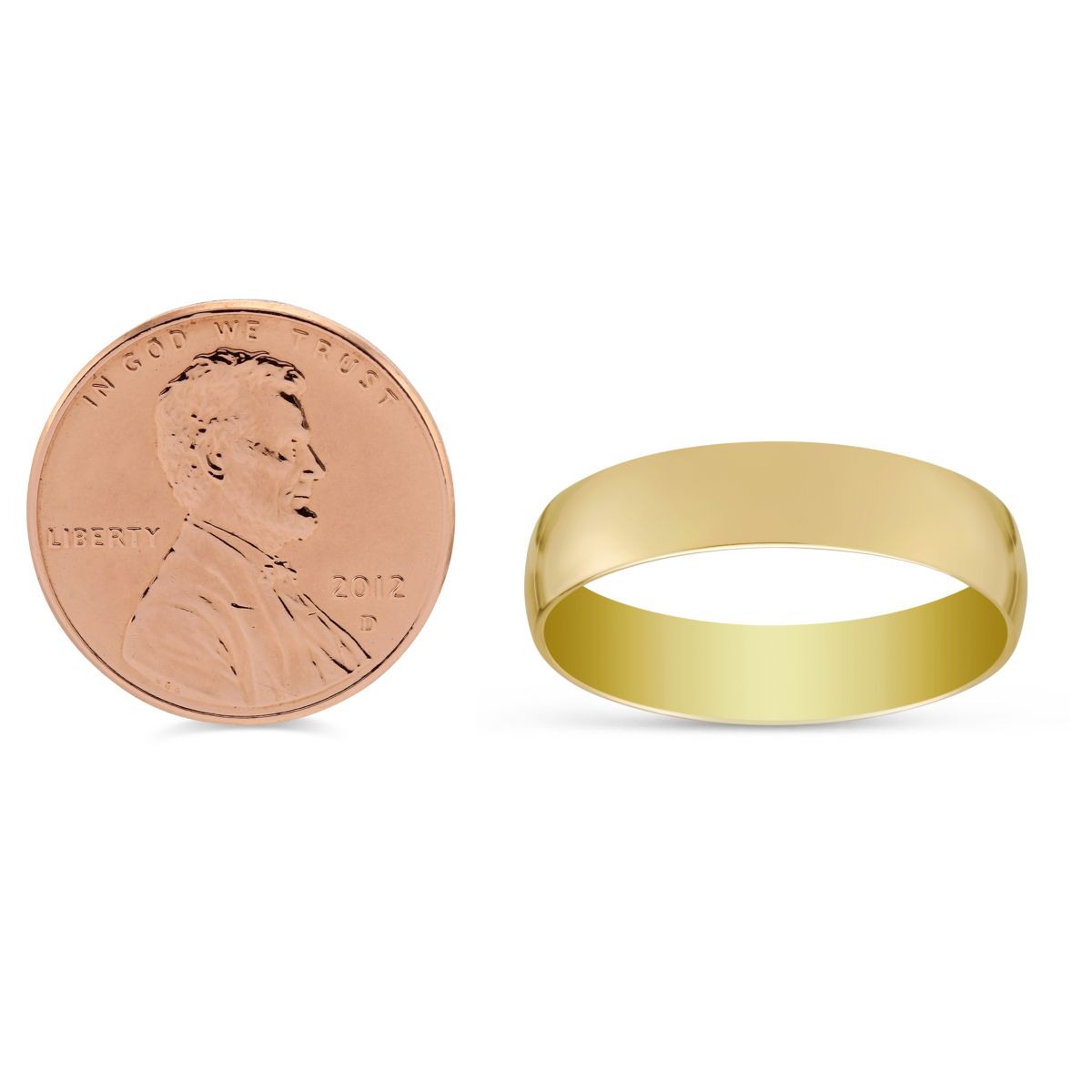 Yellow Gold Low Dome Comfort Fit 5mm Wedding Band, Size 11